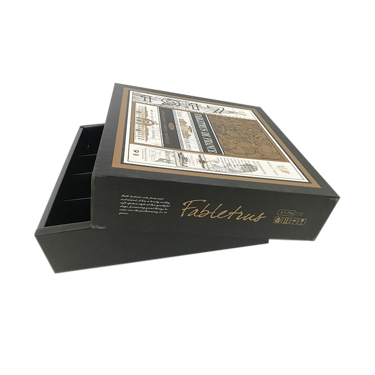 Wine packaging: hardcover box Material: 2.5mm cardboard + 200g copper plate printing